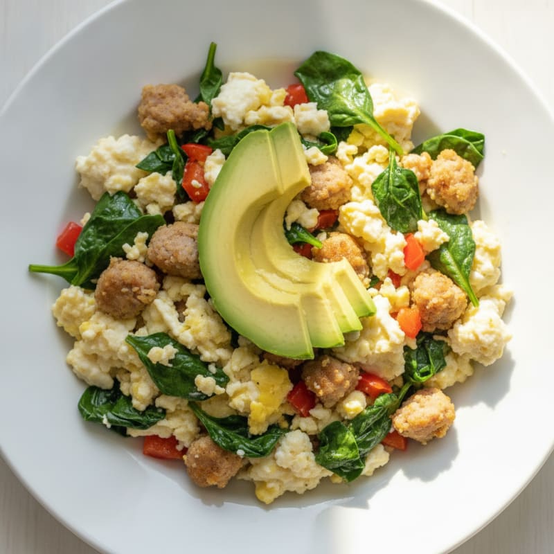 Egg White and Turkey Sausage Scramble with Spinach