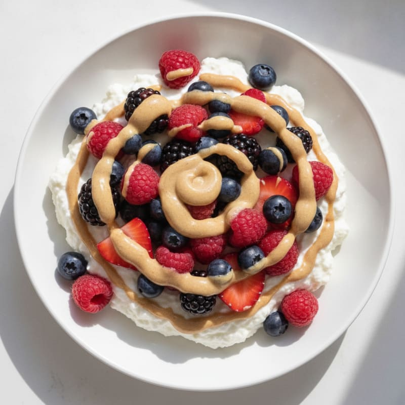Greek Yogurt Protein Mousse with Mixed Berries