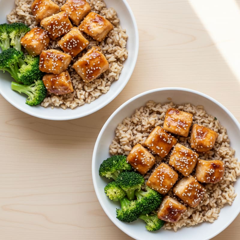 Crispy Honey-Garlic Chicken Bowls