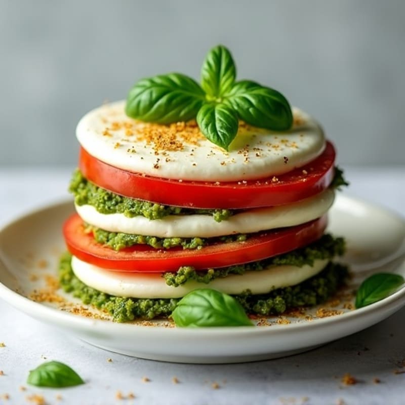 Fresh Basil Pesto Tomato Mozzarella Stack