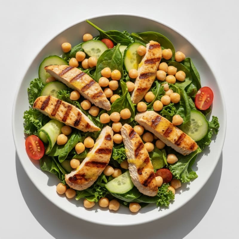 Grilled Turkey Breast Salad with Chickpeas and Lemon Vinaigrette