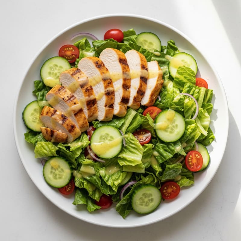 Grilled Turkey Breast Salad with Crunchy Romaine and Cucumber