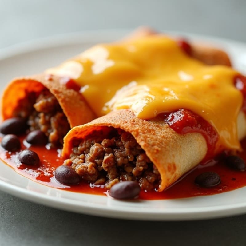 Cheesy Baked Lean Beef and Black Bean Enchiladas
