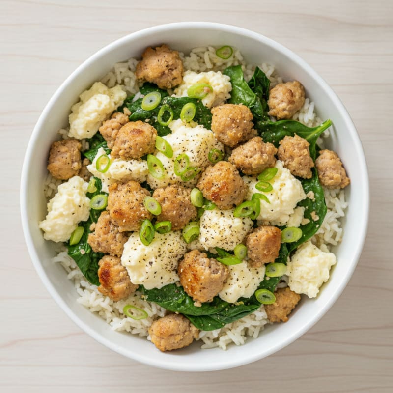 Turkey Sausage and Egg White Rice Bowl