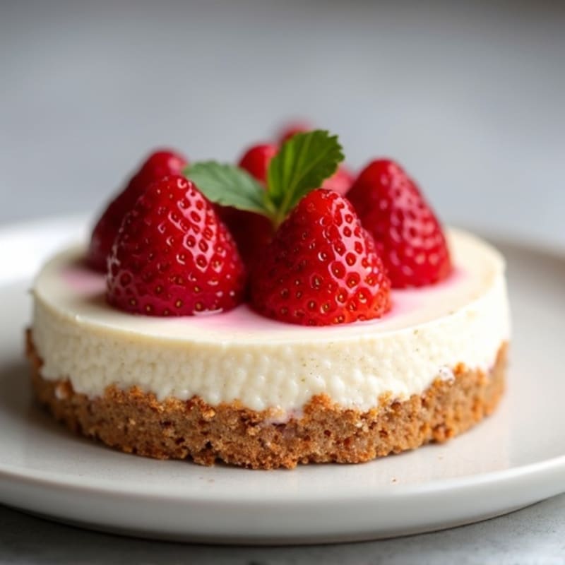 Greek Yogurt Protein Cheesecake with Fresh Strawberries