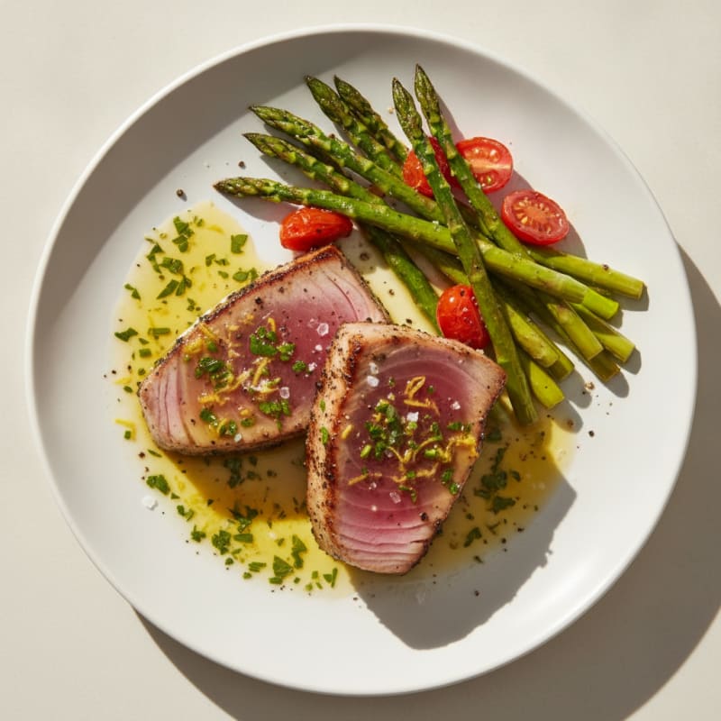 Seared Tuna with Lemon-Herb Sauce