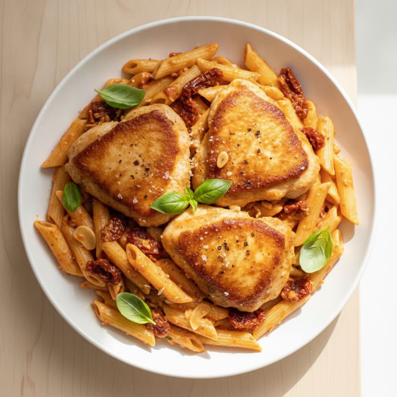 Sun-Dried Tomato Chicken Thighs with Pasta