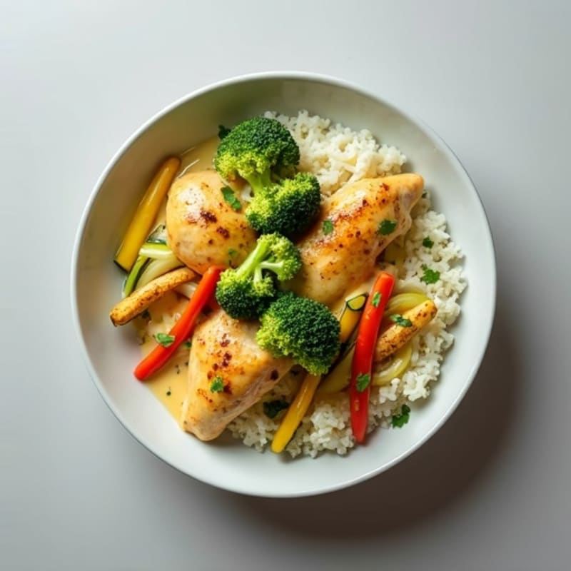 Creamy Coconut Green Curry Chicken with Tender Vegetables