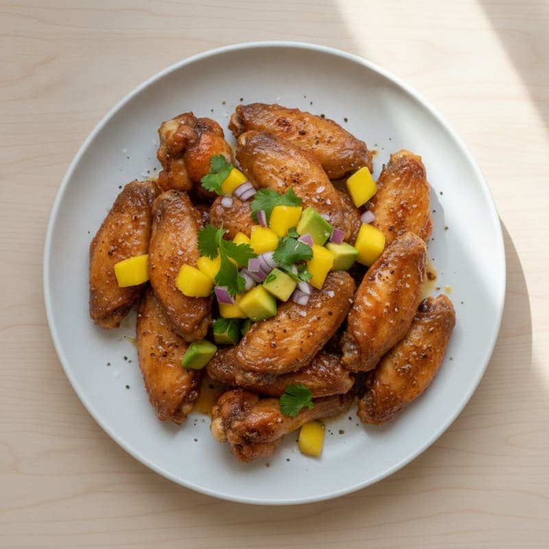 Honey-Garlic Chicken Wings with Mango Salsa