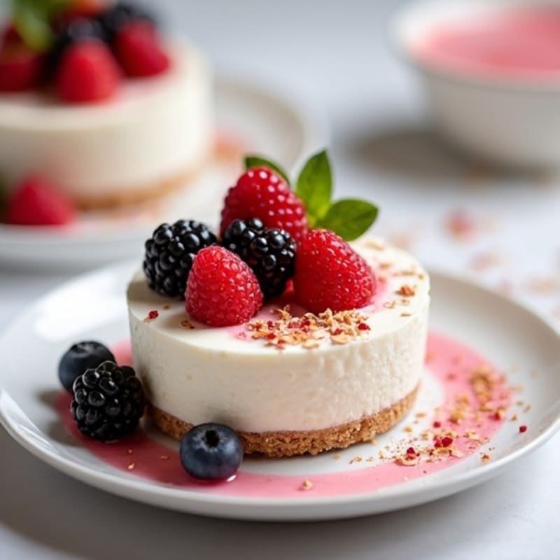 Greek Yogurt Protein Cheesecake with Fresh Berries