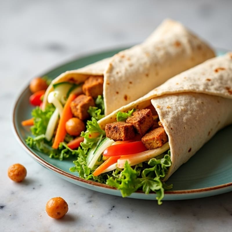 Fresh Crispy Veggie and Creamy Hummus Wrap