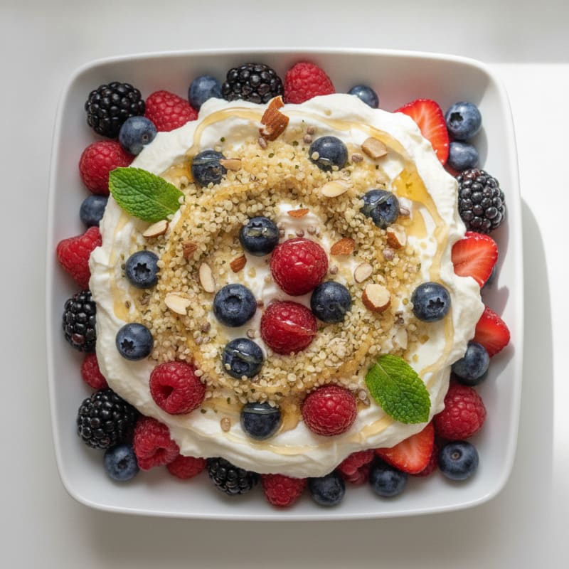 Silky Greek Yogurt Protein Parfait with Mixed Berries