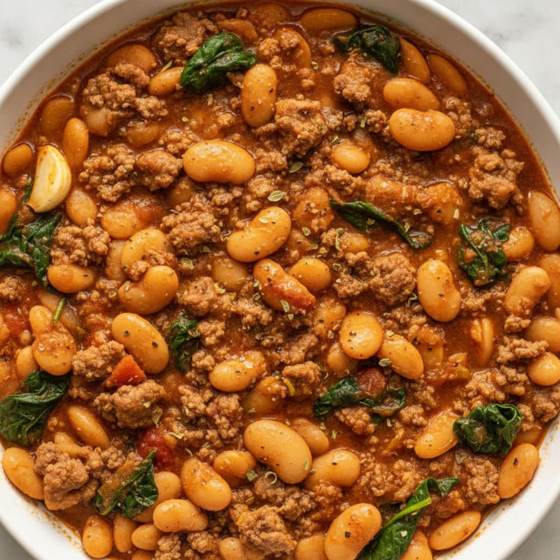 Savory Ground Beef and Butter Bean Skillet