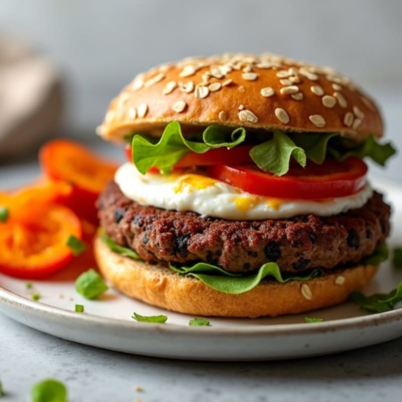 Hearty Black Bean Burgers with Roasted Sweet Potatoes