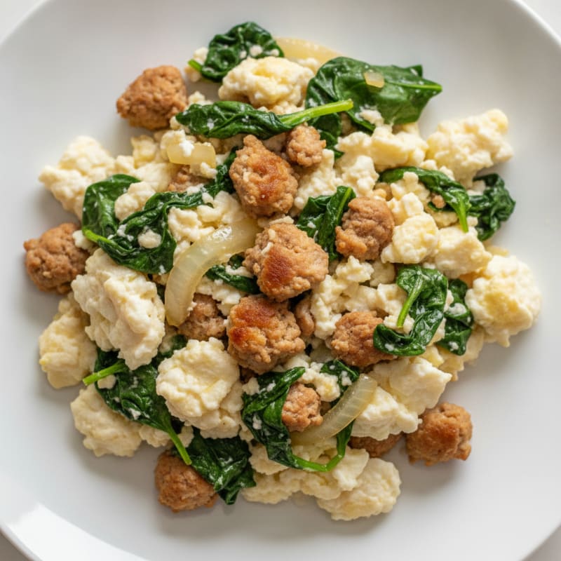 Egg White and Turkey Scramble with Spinach