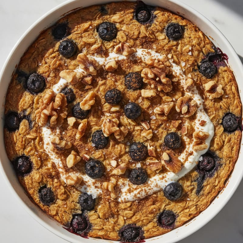 Baked Berry Oatmeal with Toasted Nuts