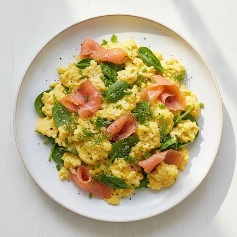 Smoked Salmon Scrambled Eggs with Herbs