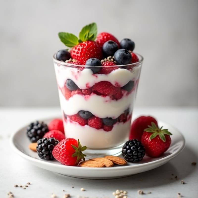 Greek Yogurt Protein Parfait with Mixed Berries