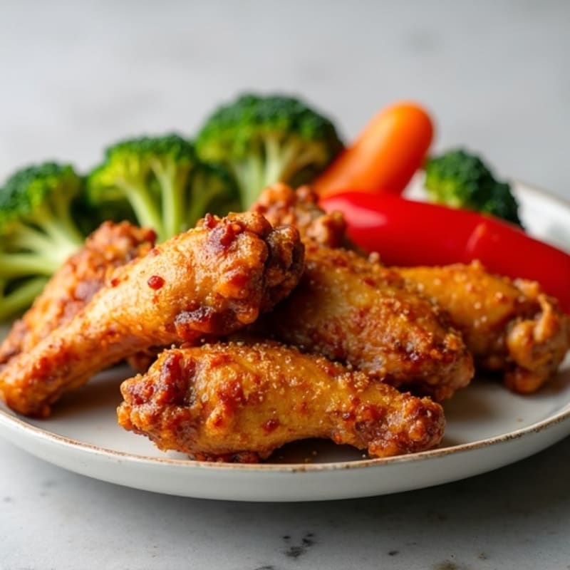 Crispy Baked Honey Garlic Chicken Wings with Roasted Vegetables