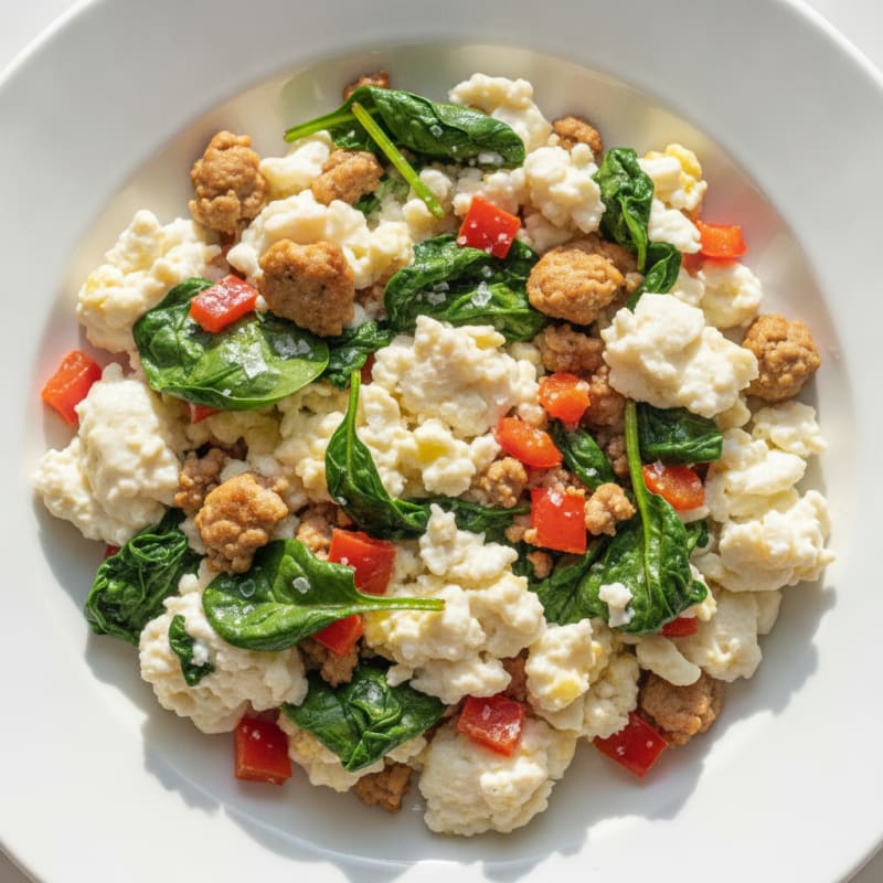 Egg White and Turkey Spinach Scramble