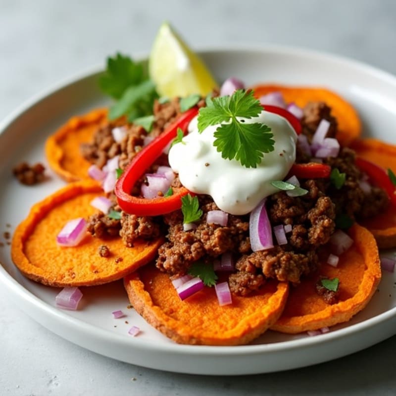 Crispy Sweet Potato Nachos with Pulled Pork