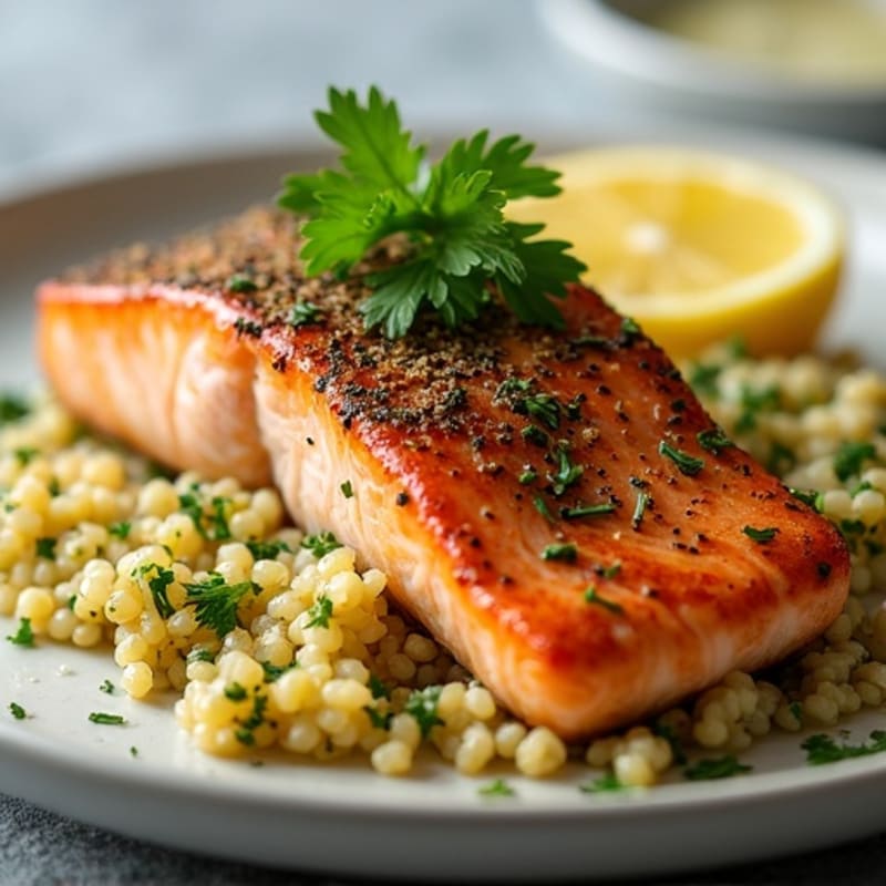 Herb-Crusted Pan Seared Salmon with Lemon