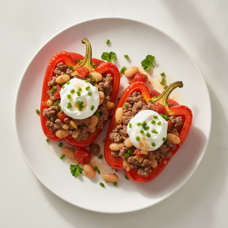 Ground Beef and White Bean Stuffed Peppers