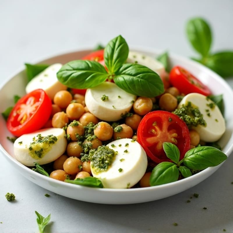 Creamy Fresh Mozzarella and Tomato Salad with Bright Basil Pesto