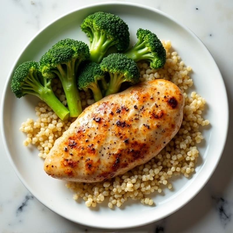 Grilled Chicken Breast with Roasted Broccoli and Quinoa