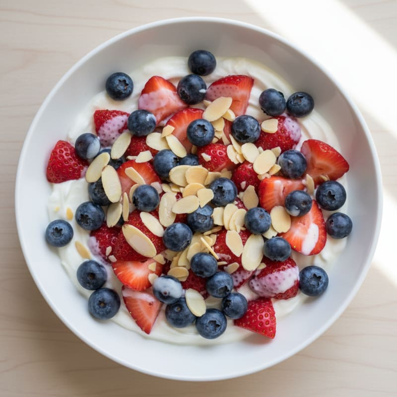 Creamy Greek Yogurt with Protein Powder and Fresh Berries
