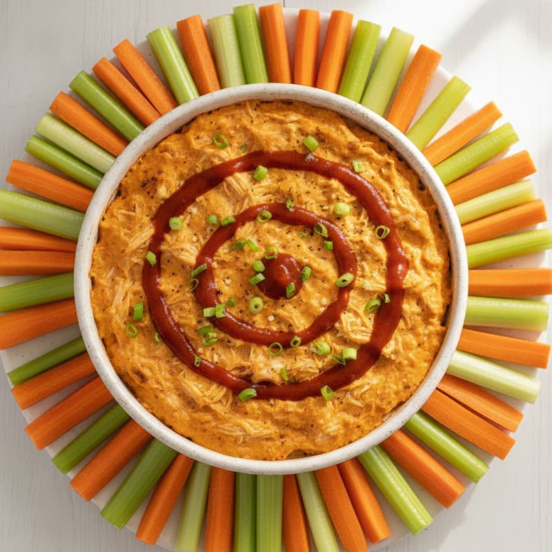 Creamy Buffalo Chicken Dip with Fresh Veggie Dippers