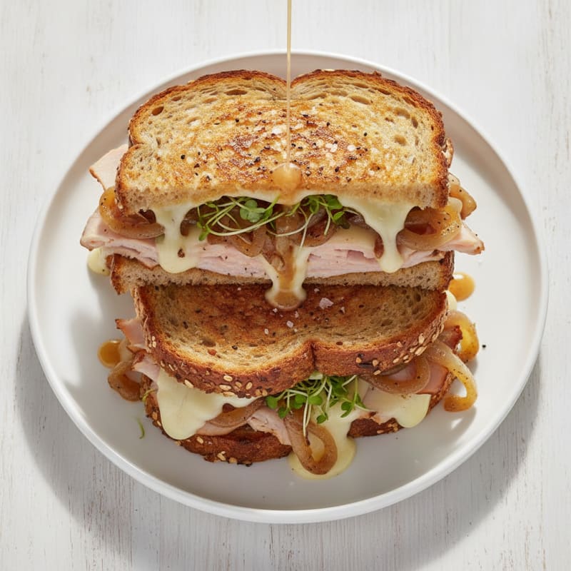 Triple-Decker Grilled Cheese with Caramelized Onions