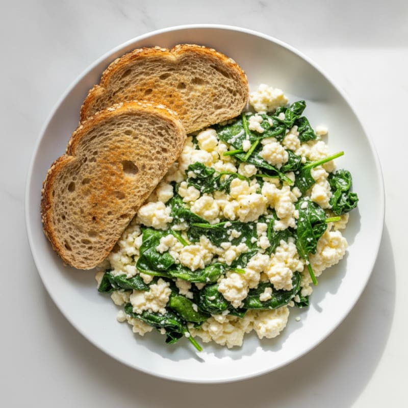 Egg White and Cottage Cheese Scramble with Spinach