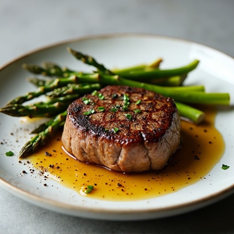 Tender Pan-Seared Steak with Roasted Asparagus