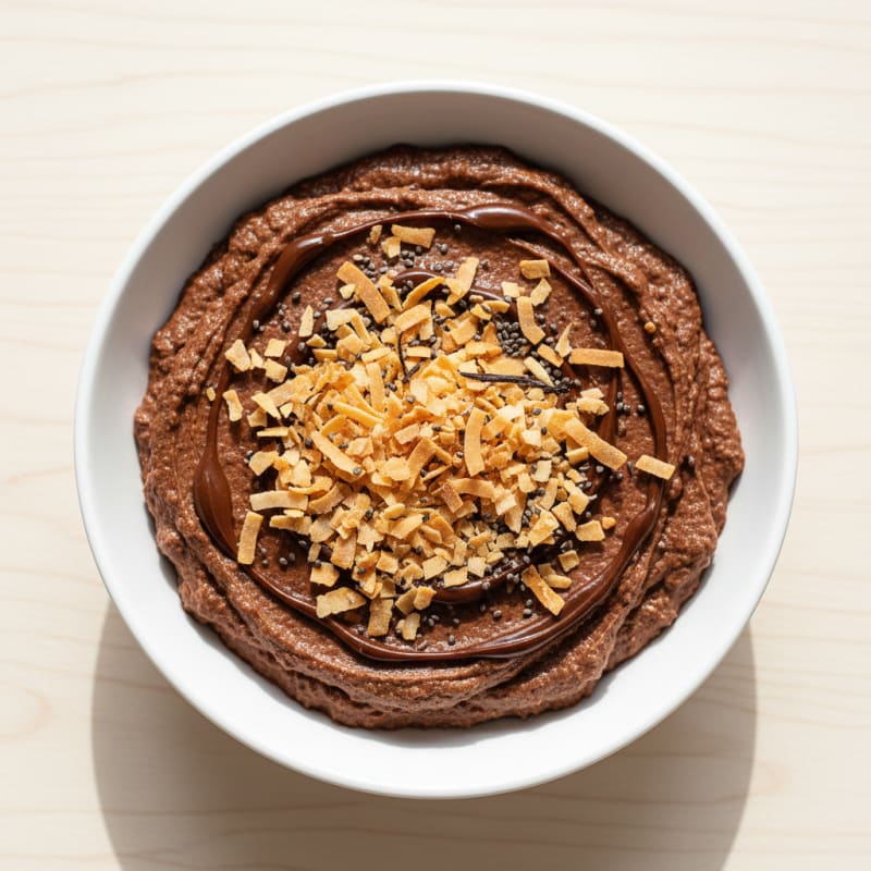 Silky Chocolate Protein Pudding with Toasted Coconut
