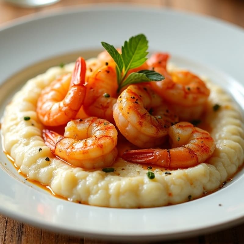 Spicy Cajun Shrimp over Creamy Cauliflower Grits