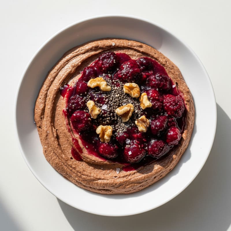 Chocolate Protein Mousse with Berry Compote