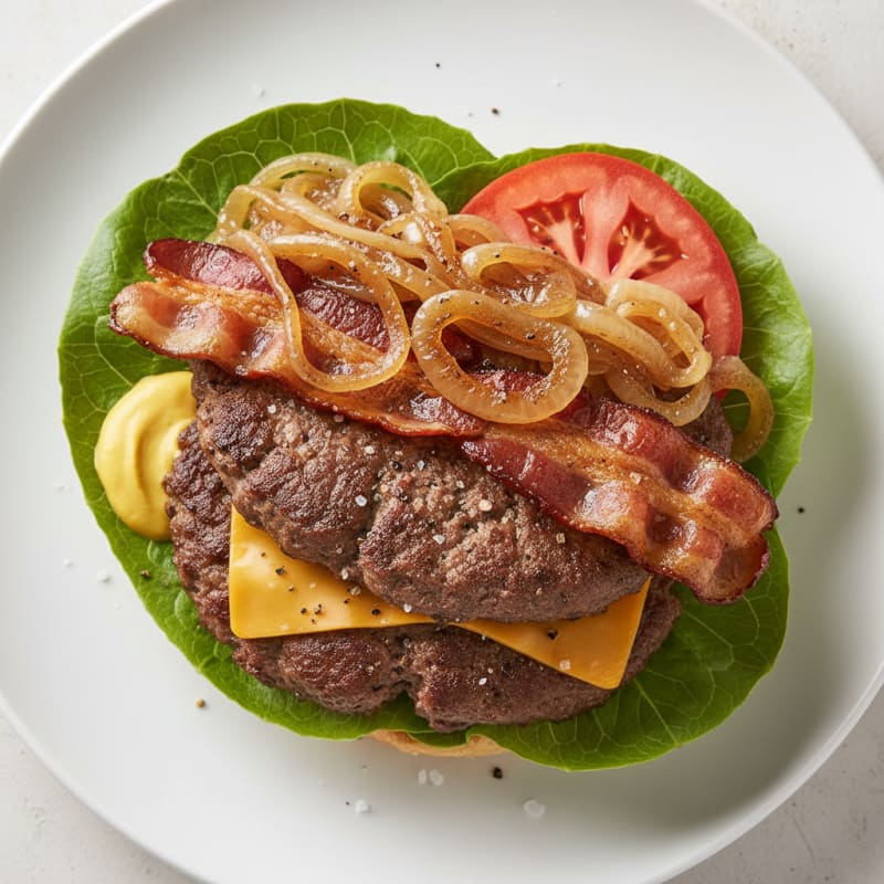 Double Bacon Cheeseburger with Caramelized Onions