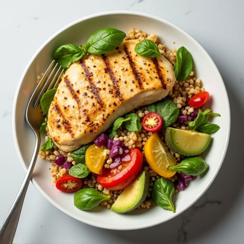 Grilled Chicken and Quinoa Salad with Roasted Vegetables