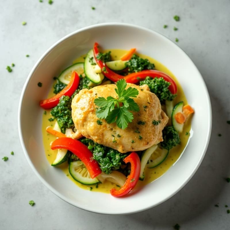 Green Curry Chicken with Creamy Coconut and Fresh Vegetables