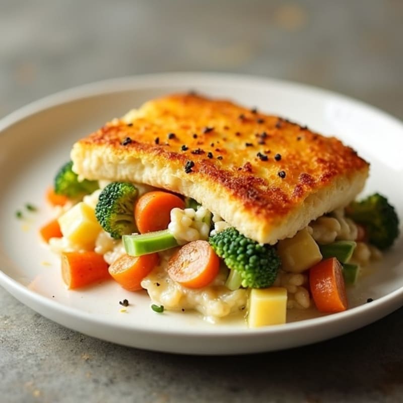Creamy Chicken and Vegetable Bake with Crispy Potato Topping