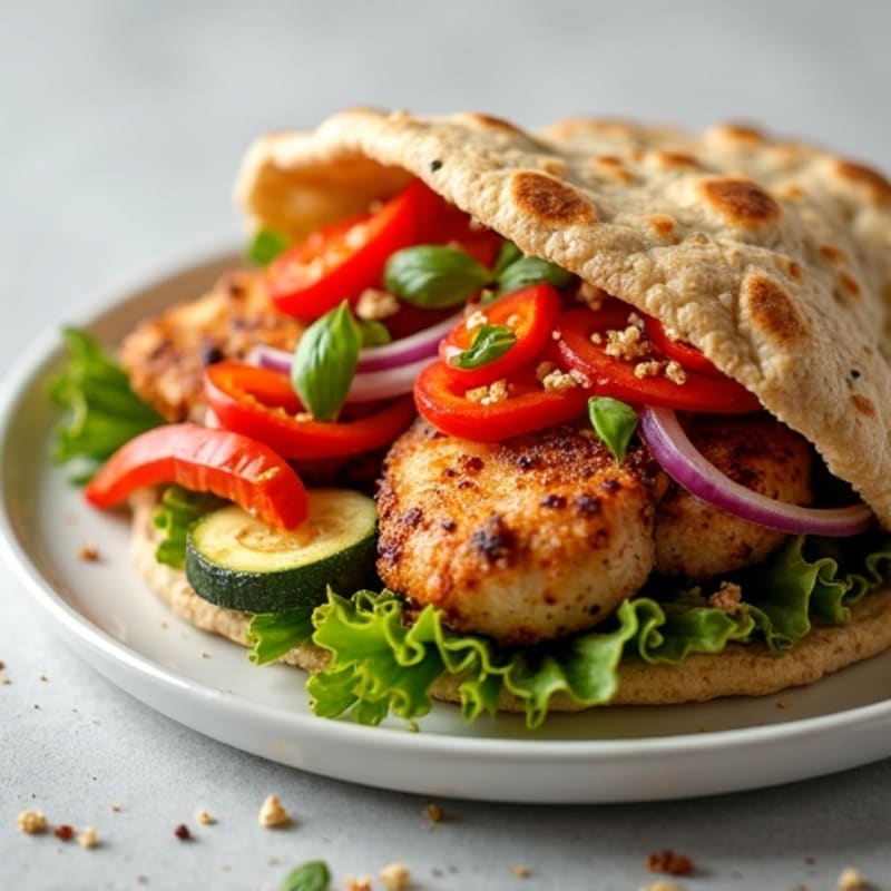 Crispy Whole Wheat Chicken and Roasted Vegetable Flatbread