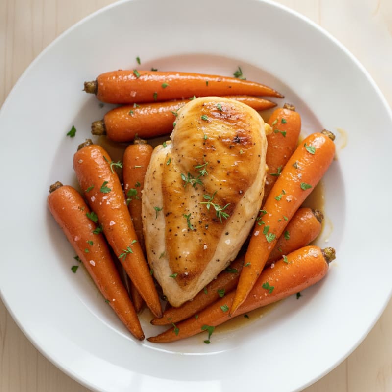 Maple-Glazed Roasted Carrots with Herb Chicken