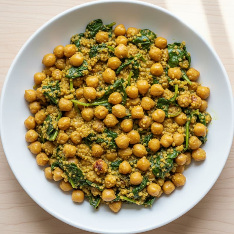 Creamy Chickpea and Quinoa Skillet with Leafy Greens