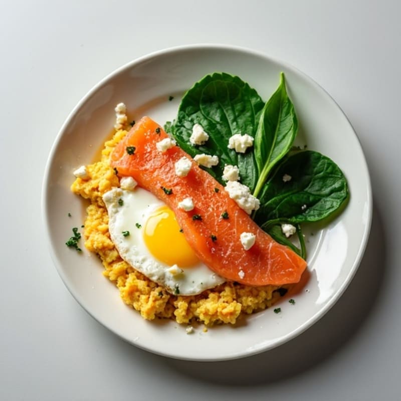 Egg White and Smoked Salmon Scramble with Spinach