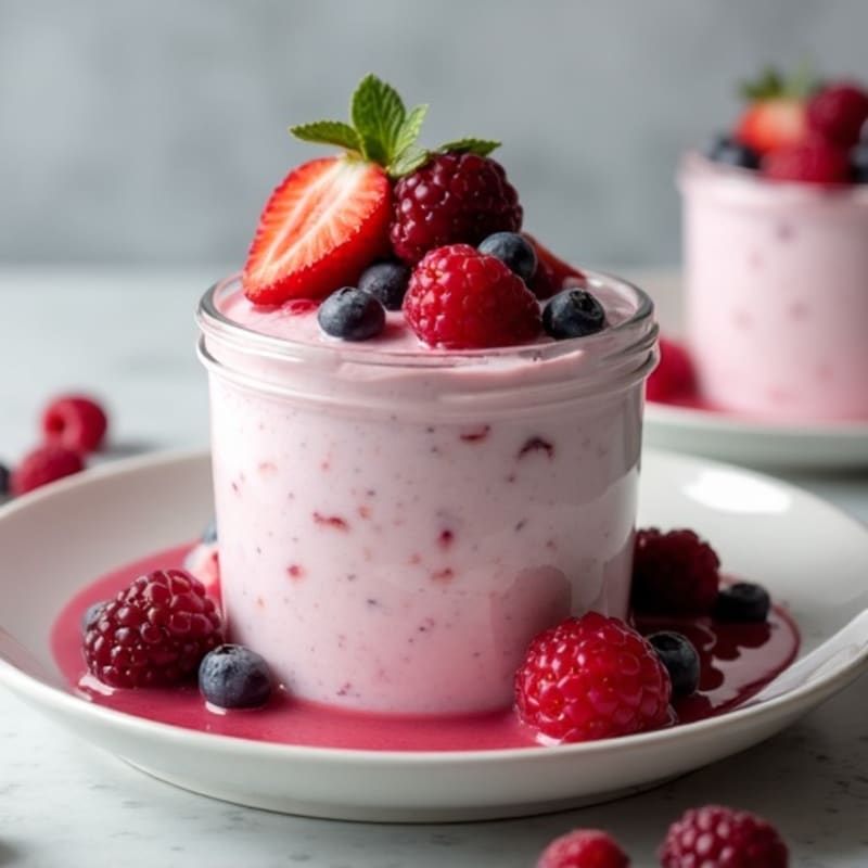 Silky Greek Yogurt Protein Mousse with Mixed Berries