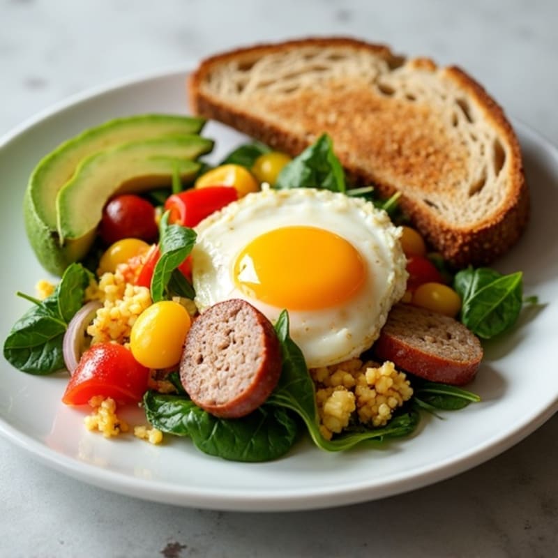 Egg White Veggie Scramble with Turkey Sausage