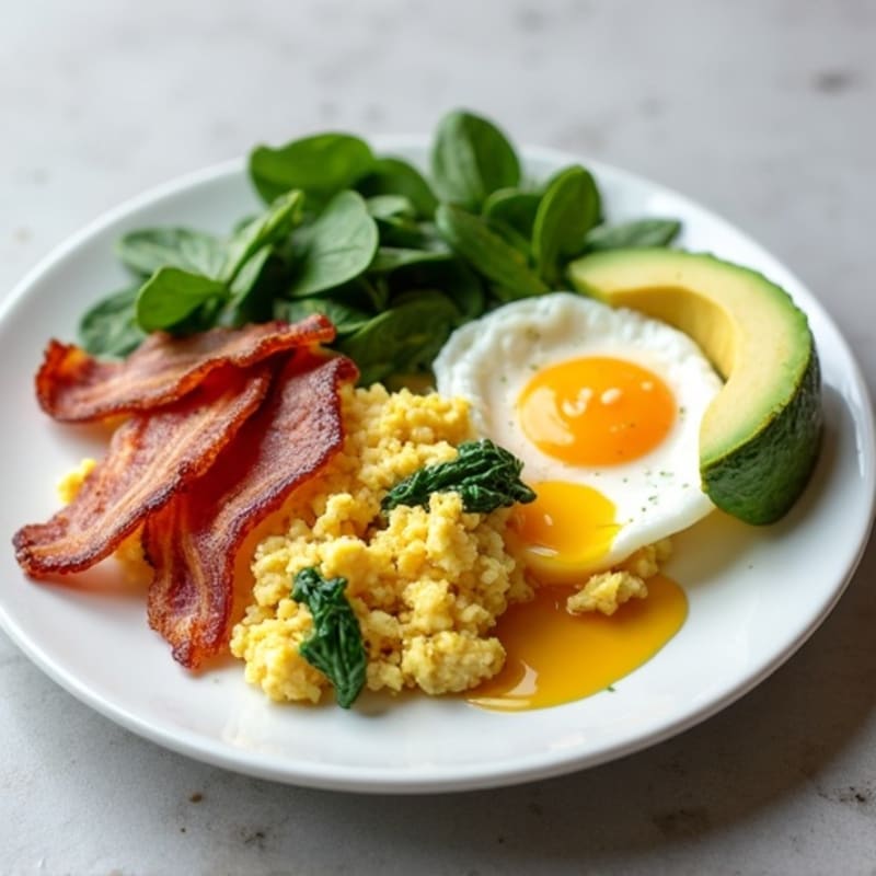 Egg White Scramble with Spinach and Turkey Bacon