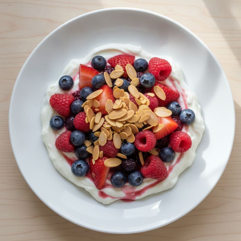 Greek Yogurt Protein Parfait with Mixed Berries