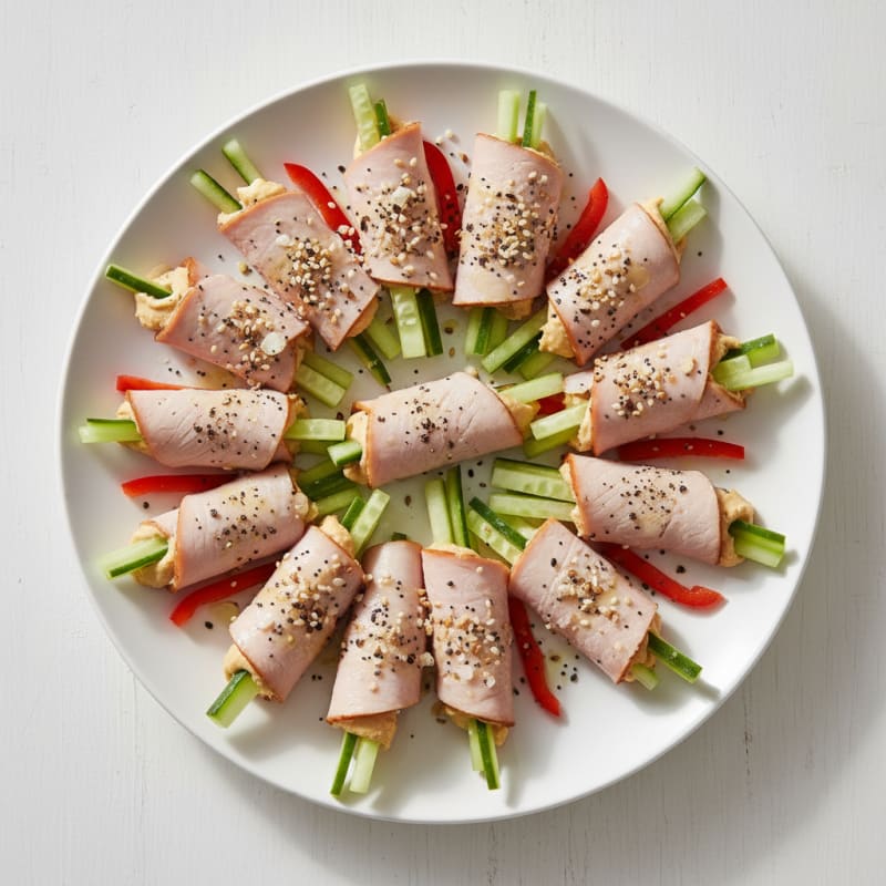 Savory Turkey and Hummus Protein Roll-Ups